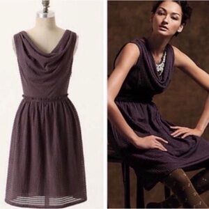 Ric Rac Anthropologie Purple Grey Drape Neck Textured Sleeveless Dress